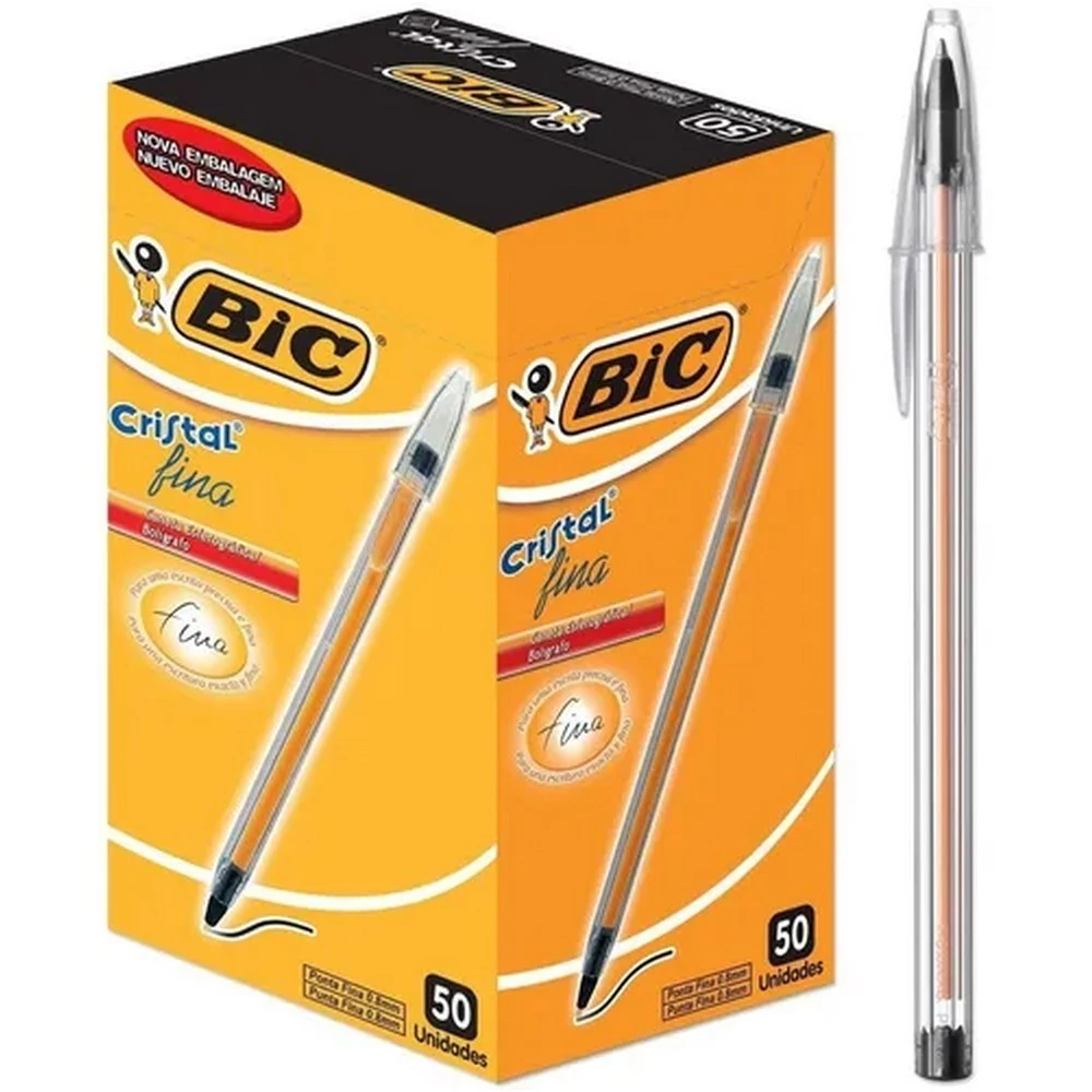 Birome Bic Negra cristal Trazo Fino 0,8mm