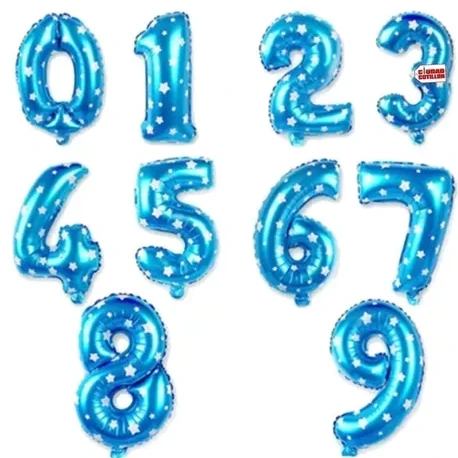 Globo numero celeste estrellas 16"