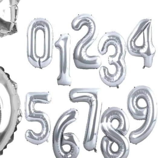 Globo numero plateado 16"