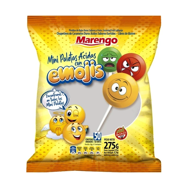 Mini paletas emojis acidas x275gr Marengo