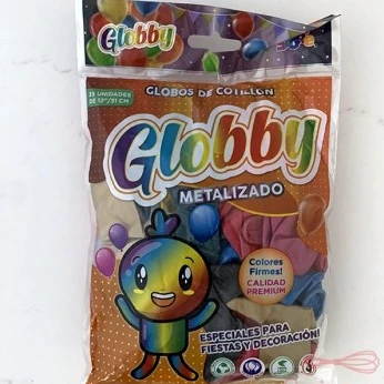 Globos Globby surtidos perlado 9" x25u