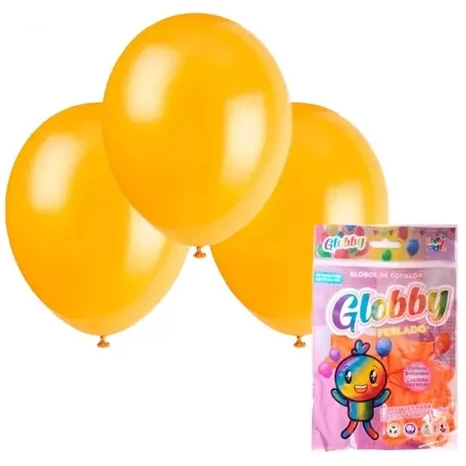 Globos Globby naranja perlado 9" x25u
