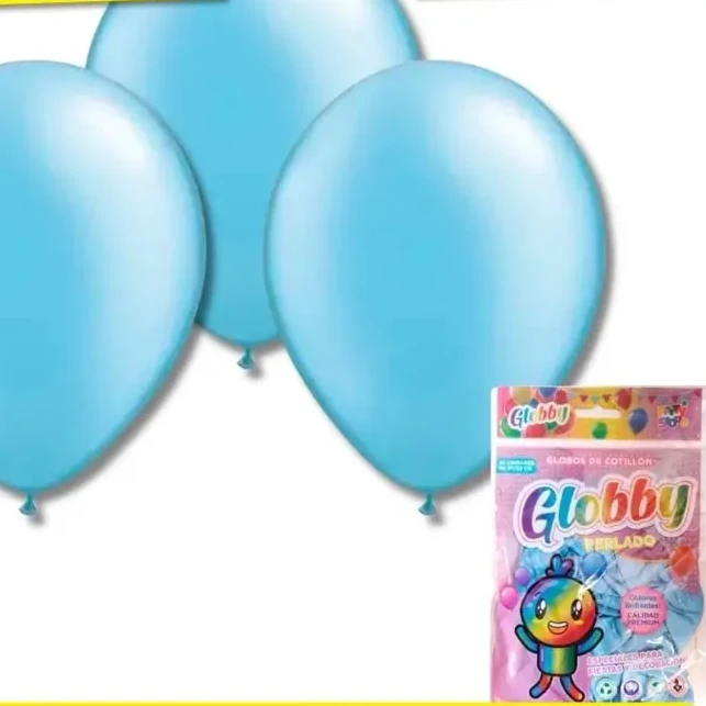 Globos Globby celeste perlado 9" x25u