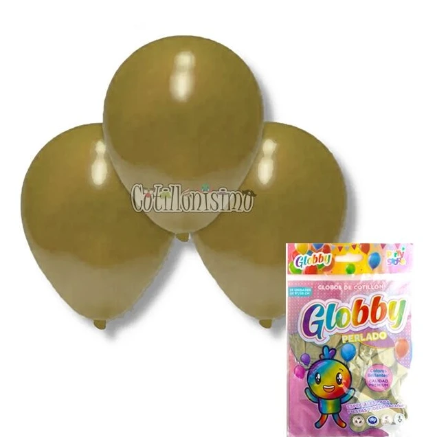 Globos Globby dorado perlado 9" x25u