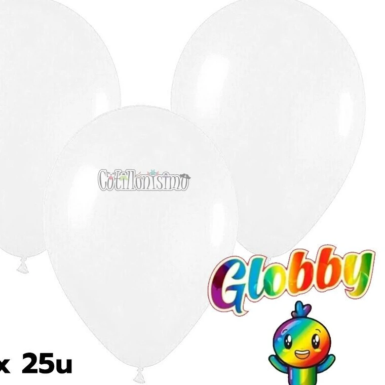 Globos Globby blanco perlado 9" x25u