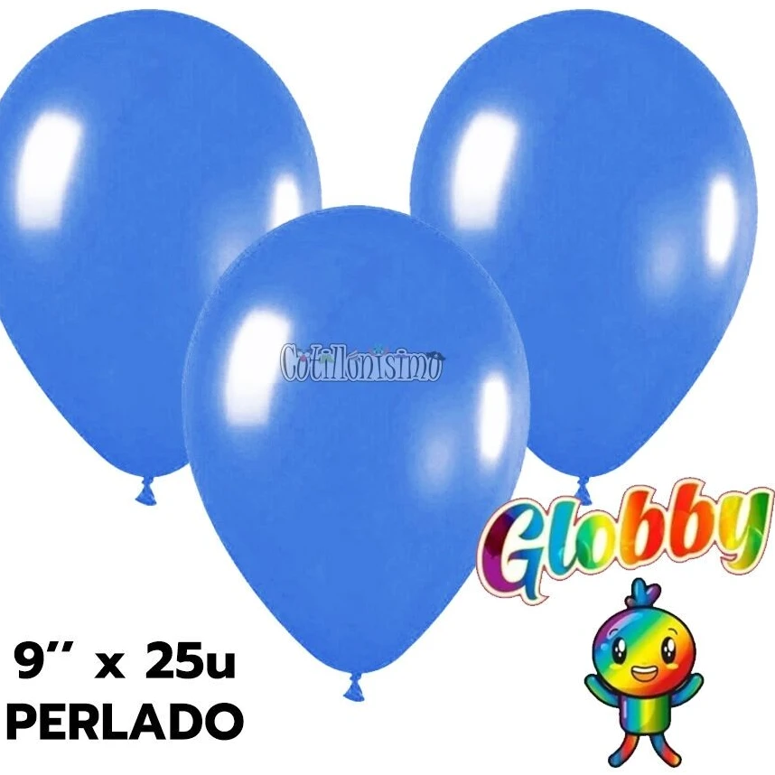 Globos Globby azul perlado 9" x25u