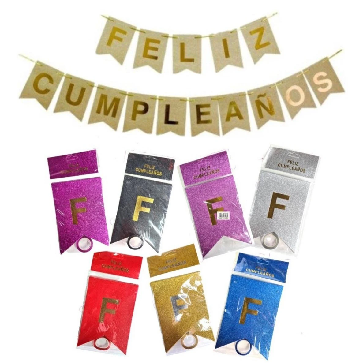 Banderin "FELIZ CUMPLEAÑOS" con brillo