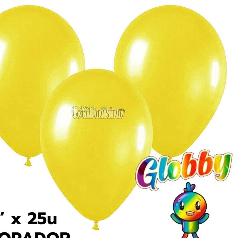 Globos Globby amarillo perlado 9" x25u