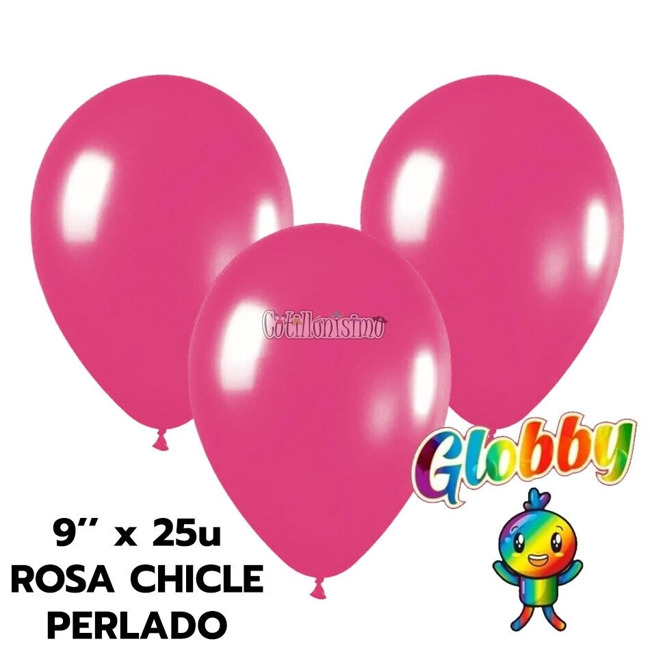 Globos Globby rosa chicle perlado 9" x25u