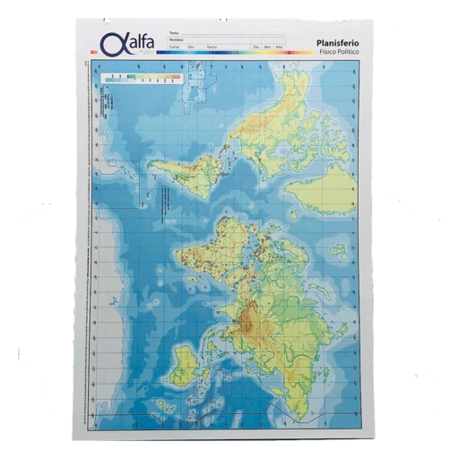 Mapa planisferio fisico politico N°3
