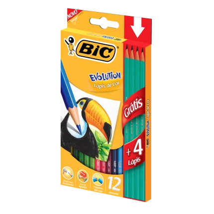 Lapiz Color Bic Largo x12 +4 Negros