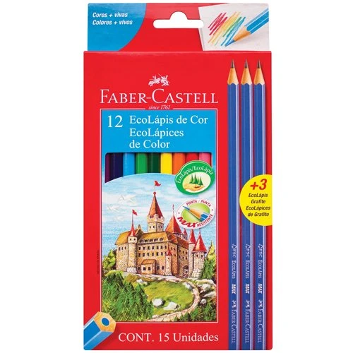 Lapiz Color Faber Largo x12 +3 Negros