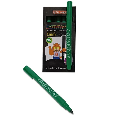 Marcador Perm Util Uno Verde Punta Red.