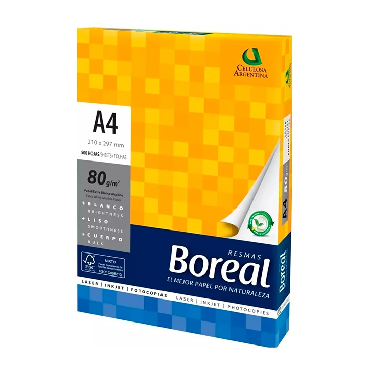 Resma de hojas A4 Boreal