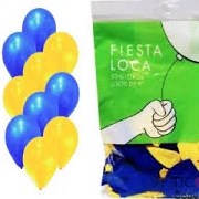 Globos Fiesta Loca Ama/Azul 9" x50u