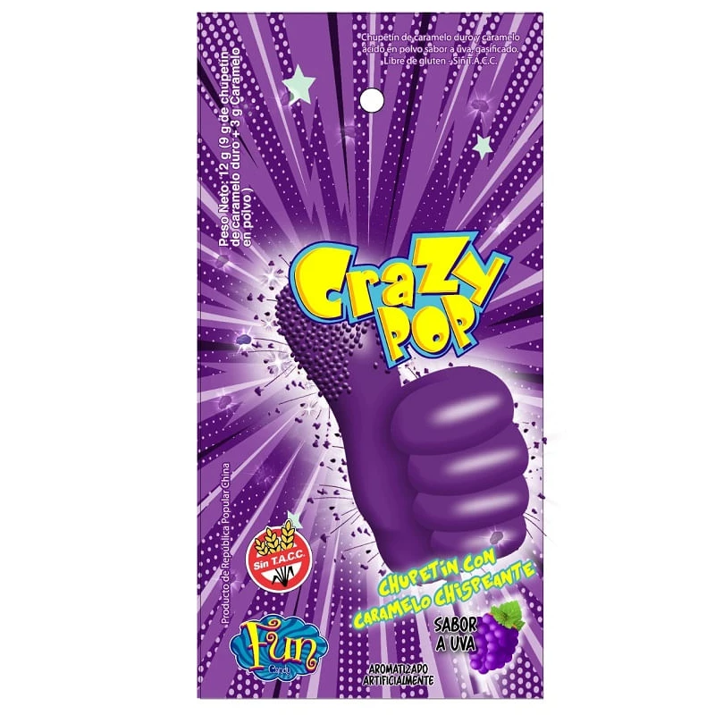 Crazy Pop 4 tiras x5u uva
