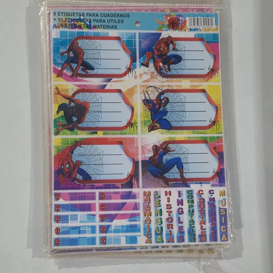 Etiquetas para cuadernos x6 planchas x6u + materias