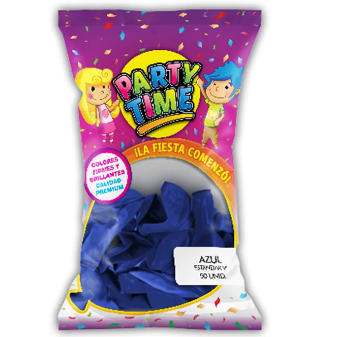 Globos Party time 9"x50u azul